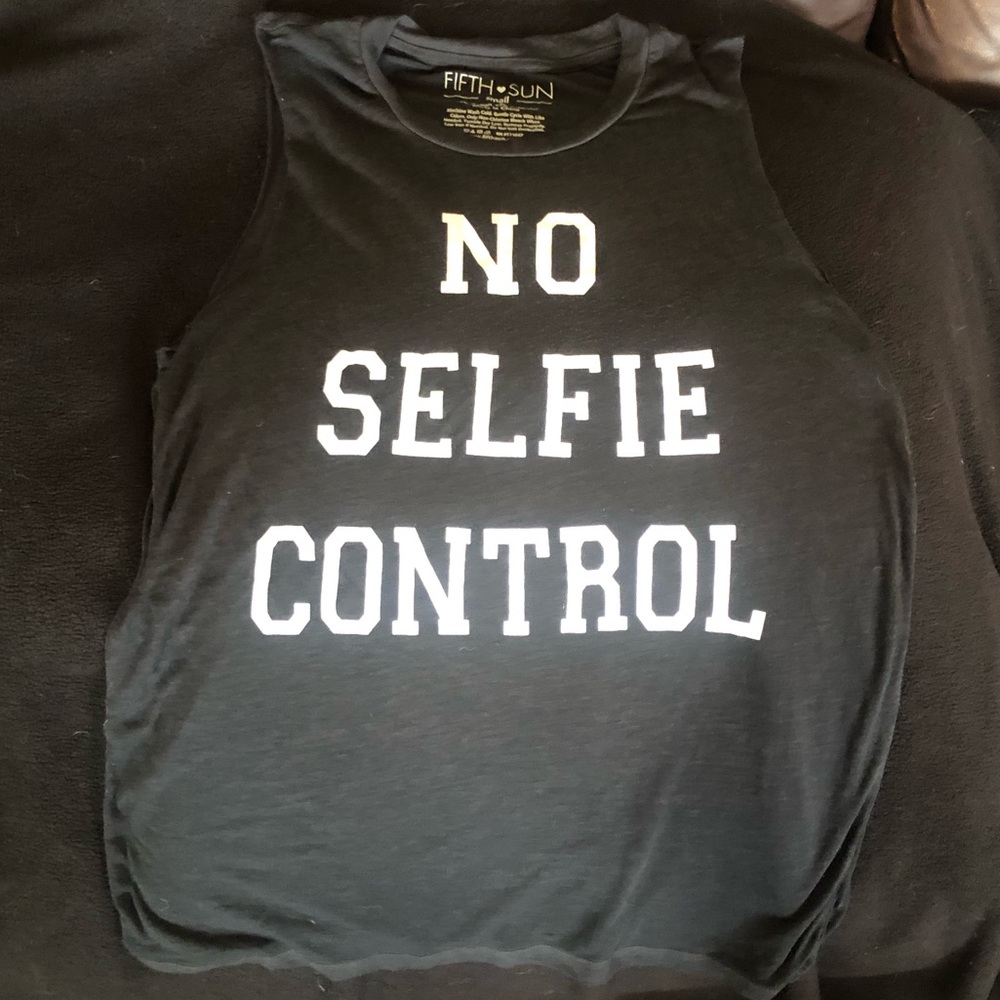 Juniors “No Selfie Control” tank top